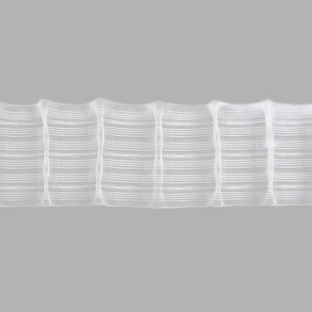 Лента (тесьма) шторная: сборка параллельная (1:1.5) 70 мм / 50 метров, (6 рядов петель, 3 шнура), C1007M прозрачный