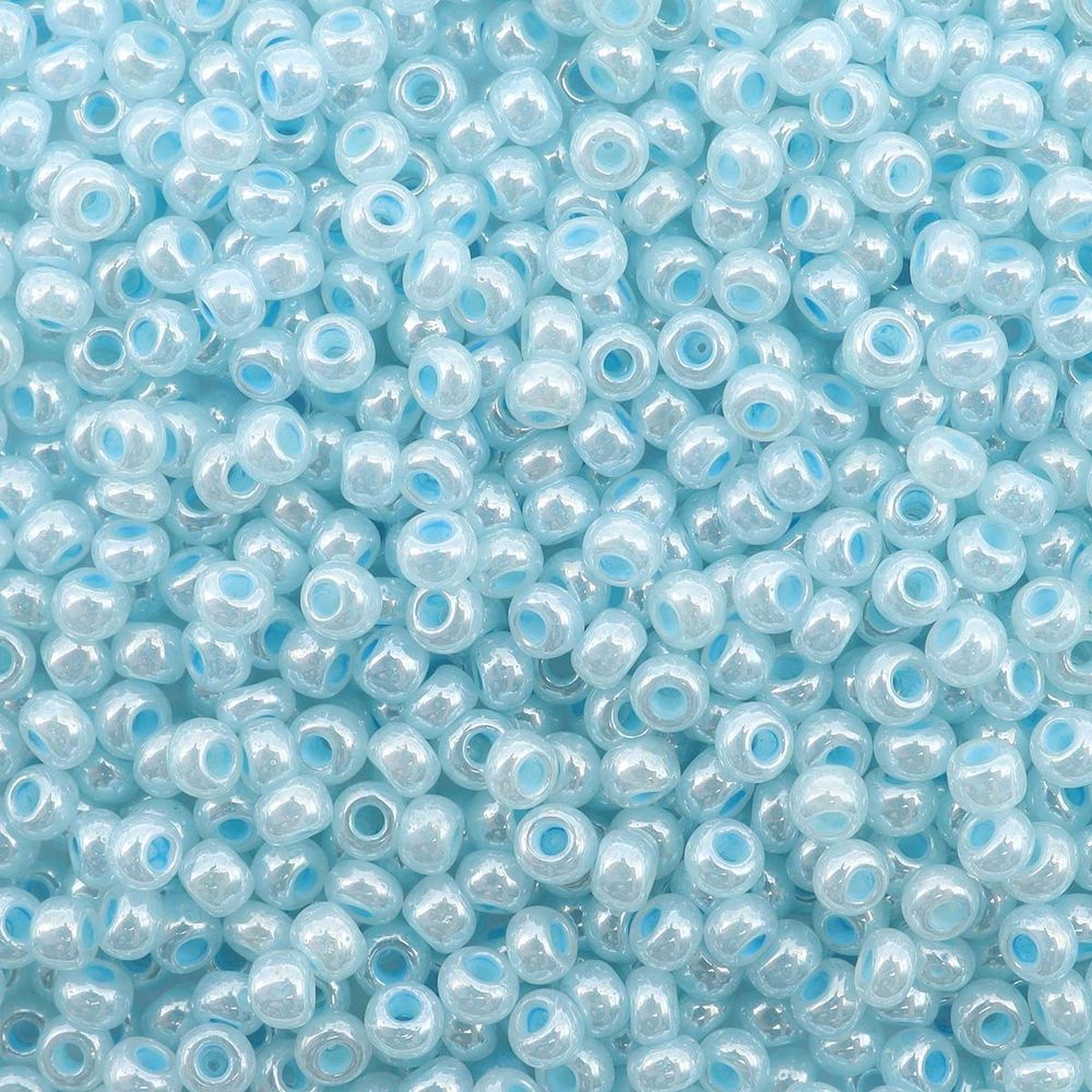 Бисер Preciosa полупрозрачный жемчужный с цв. центром, круг.отв., 100 г (5х20 г), (37132)331-19001/10/0