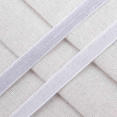 Лента бархатная (тесьма) с люрексом 10.0 мм / 32.9±2 метров, 01 белый