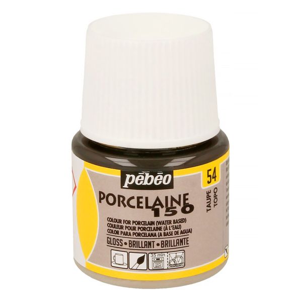 Краска по фарфору и керамике (под обжиг) глянцевая Porcelaine 150 45 мл, 024-054 серо-коричневый, Pebeo