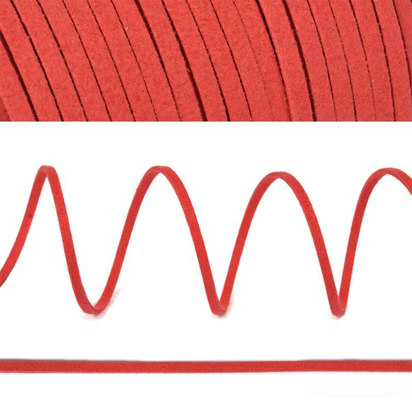 Шнур замша искусственная ⌀2.0-3.0 мм / 50 метров, красный F162