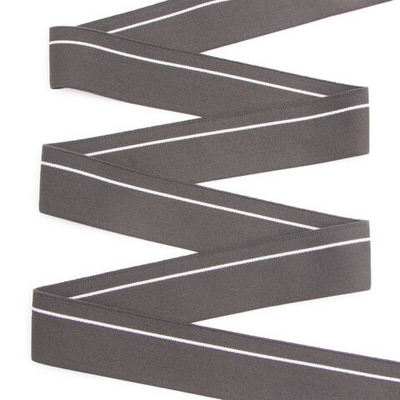 Резинка для мужских трусов и боксеров 35.0 мм / 25 метров, тканая мягкая, 24 г/м, т.серый/белый полоса