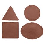 Набор заплаток пришивных из кожи, круг, квадрат, треугольник, овал 8см, с перфорацией, 4 шт (02 светло-коричневый), 9743