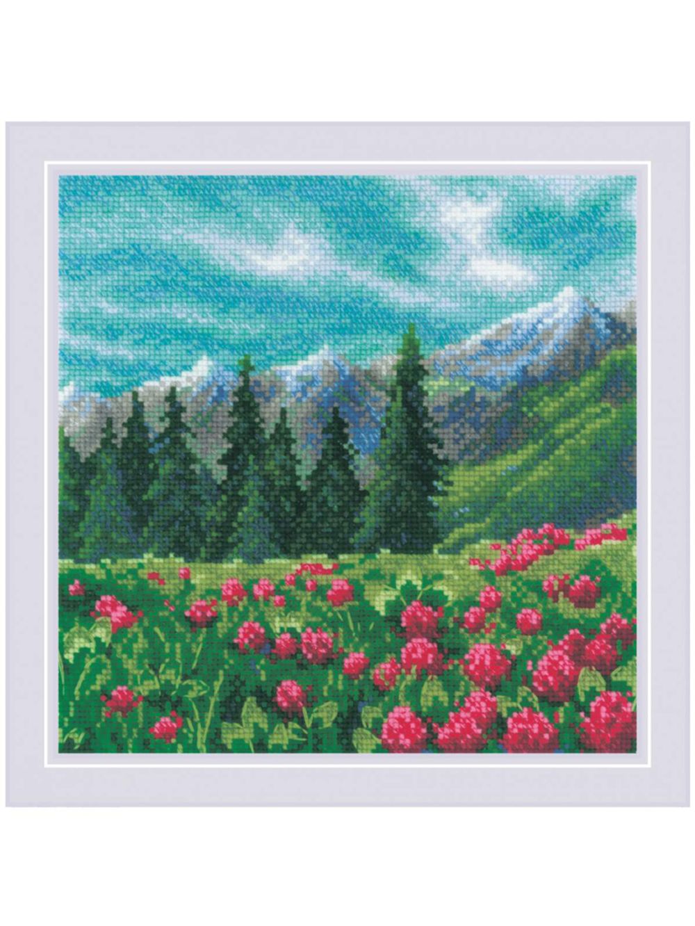 Набор для вышивания нитками Риолис, Горный клевер, 20х20 см