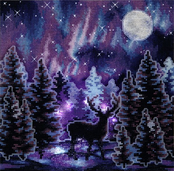 Набор для вышивания нитками Panna PS-7413, Звездная ночь, 21х21 см