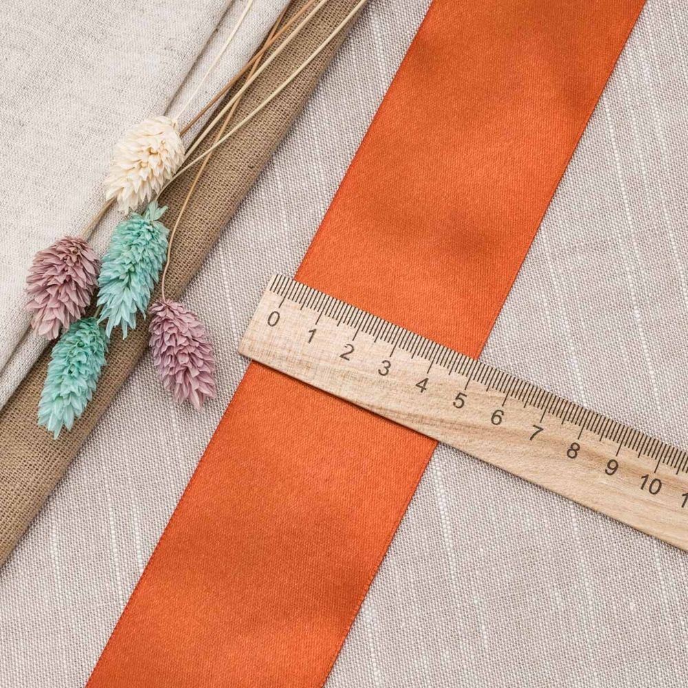 Лента атласная 1-сторонняя 50.0 мм / 22.86±1 метров, 046 т.оранжевый, Globus