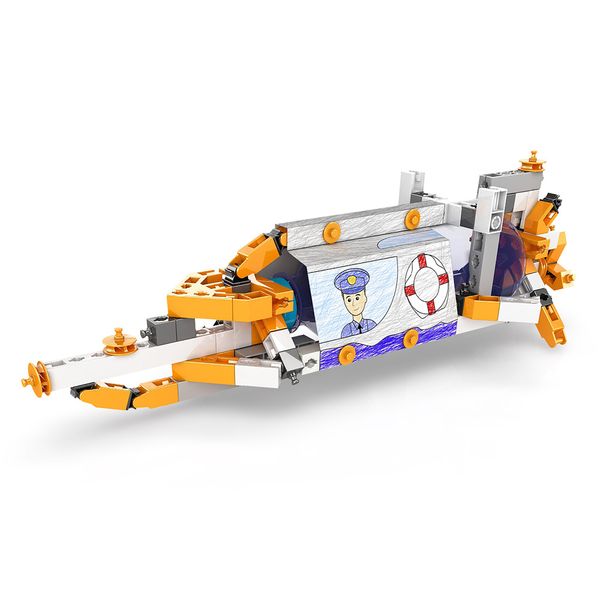 Конструктор пластиковый Подводная лодка 96 элемент, Поделкин PKT-04