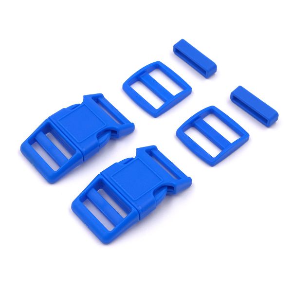 Фастекс (пряжка трезубец), рамка и рамка-регулятор 25мм, пластик, (2 компл.) Hobby&Pro, синий, A03001037-K-25