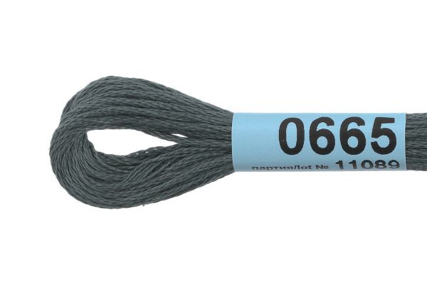 Мулине Gamma 100% хлопок, цв.0665 т.серый, 24 мотка по 8 метров