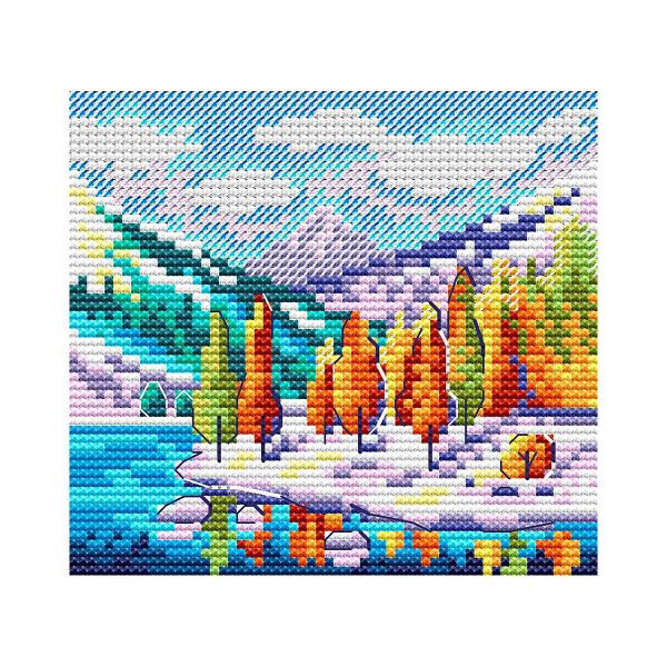 Набор для вышивания нитками МП Студия, Осень в горах 11х10см