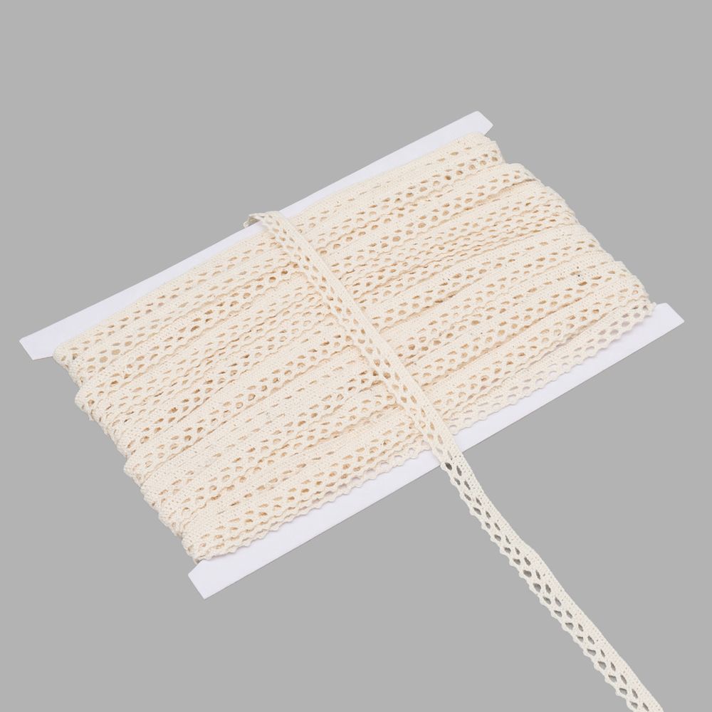 Кружево вязаное (тесьма) 10 мм / 13.72 метра, хлопок, неотбеленный, 3AR3335