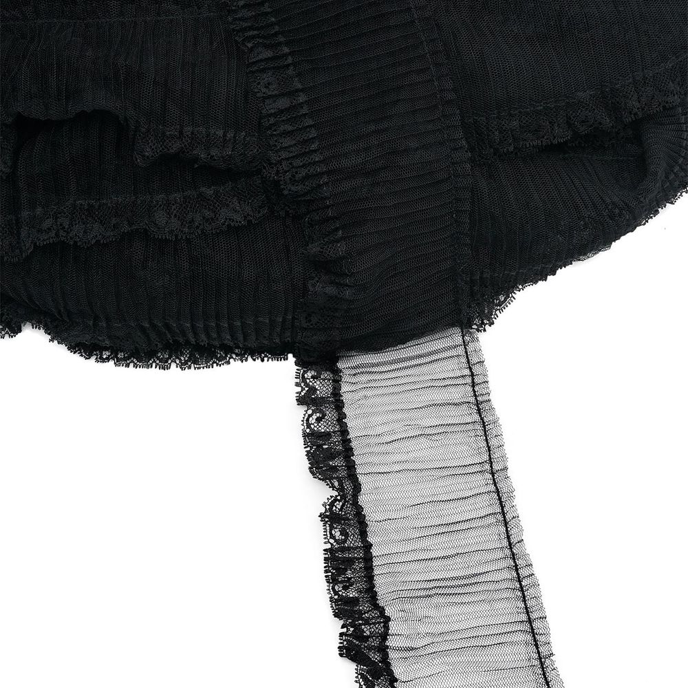 Кружево плиссированное 95 мм, / 45.72 метра, складка плиссе, цв. черный