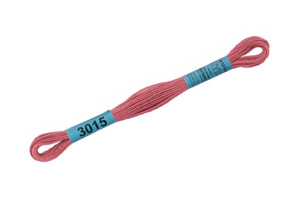 Мулине Gamma 100% хлопок, цв.3015 т.грязно-розовый, 24 мотка по 8 метров