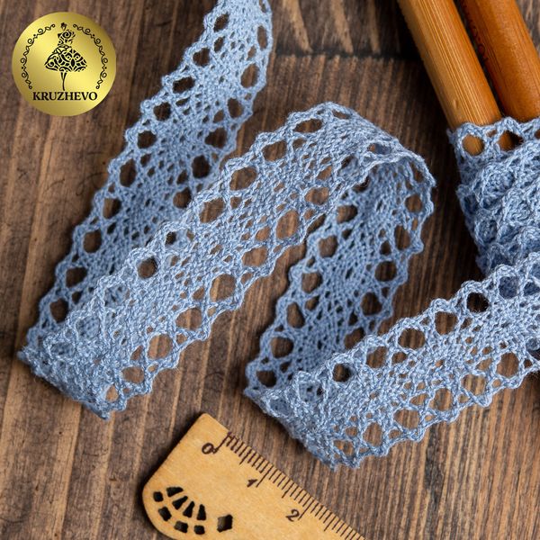 Кружево вязаное (тесьма) 20 мм / 10 метров, 6307-1 цв.23 голубой, 10 м, Kruzhevo