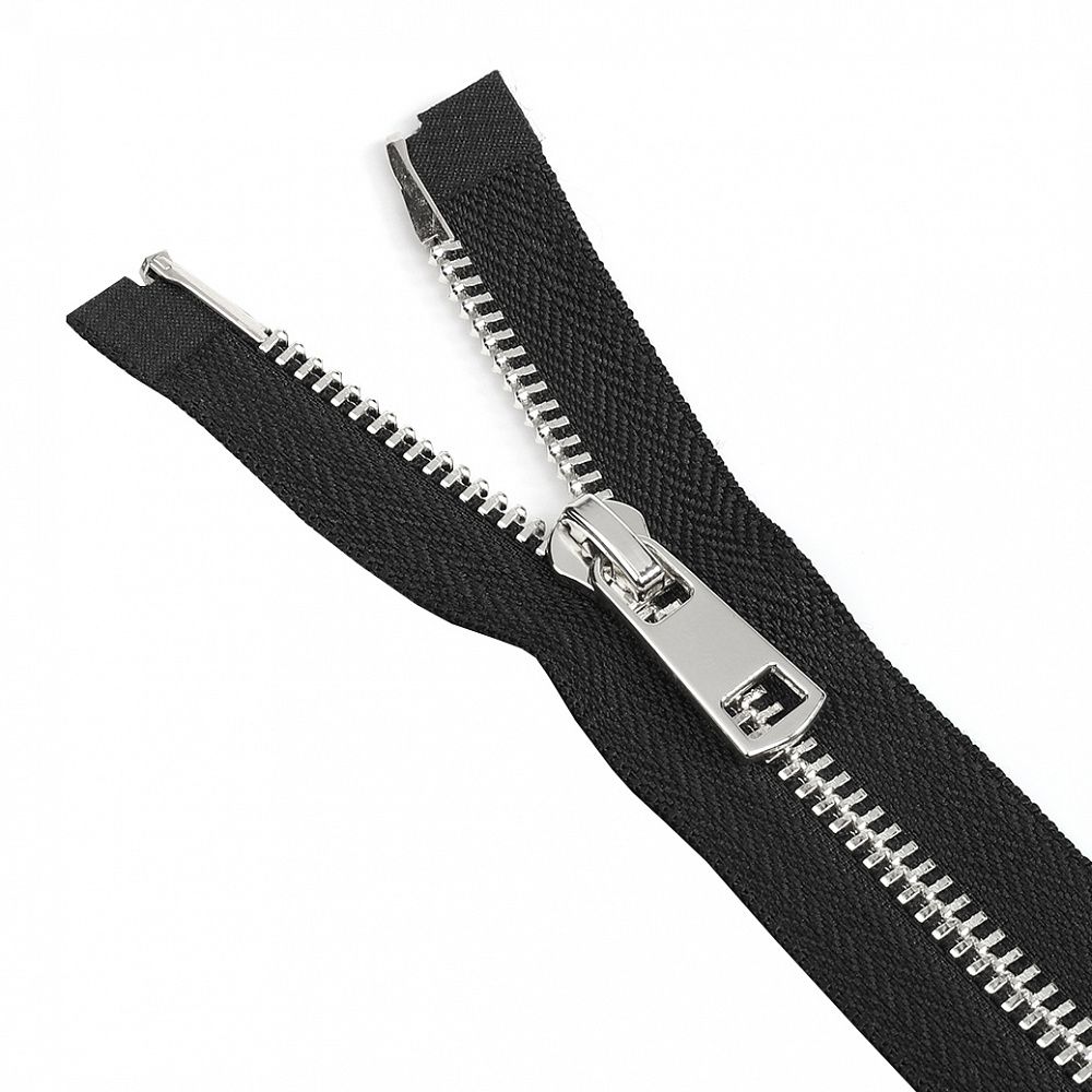 Молния металл Т5 (5 мм) 1 зам., разъем., 60 см, никель, цв. F322 черный, Mzipp