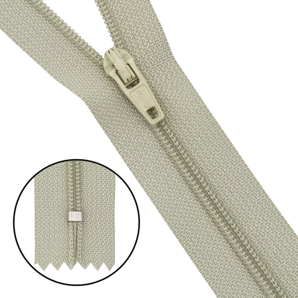 Молния спираль (витая) брючная Т3 (3 мм) 1 зам., н/раз., 20 см, автомат, св.олив, 30119, 10 шт