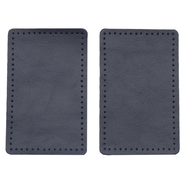 Заплатки пришивные из кожи, прямоугольник 6х9,6см с перфорацией, 2 шт, 100% кожа, 05 темно-синий, 9113