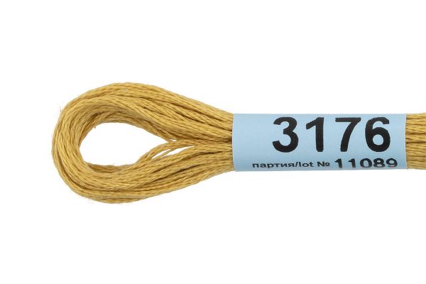Мулине Gamma 100% хлопок, цв.3176 оливковый, 24 мотка по 8 метров