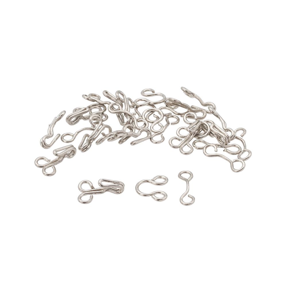 Крючки пришивные 9 мм, 14 шт, с 2 петлями, серебристые, Pony, 79502