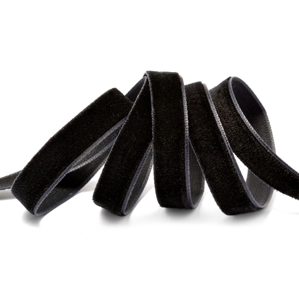 Лента бархатная (тесьма) 10.0 мм / 20±1 метров, нейлон, черный