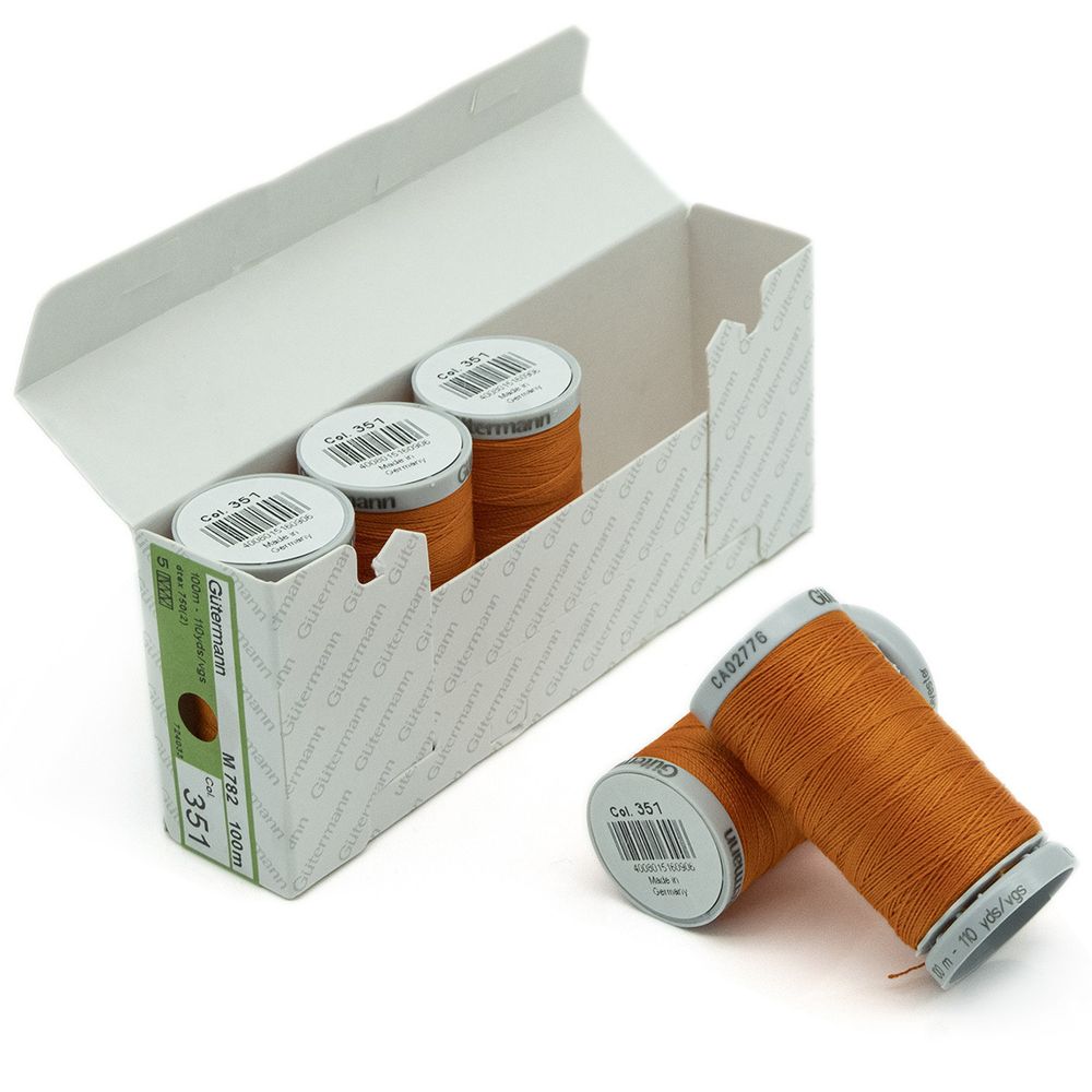 Нитки суперкрепкие Gutermann Extra Strong M782, 100м, 351 оранжевый, 5 катушек