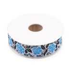 Лента (тесьма) жаккардовая 25.0 мм / 10±0.5 метров, Розы, 25987 синий