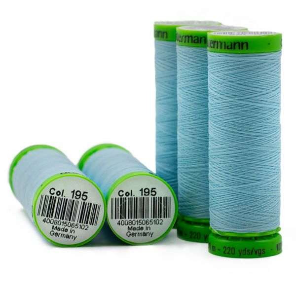 Нитки для тонких тканей Gutermann Extra Fine 150, 200м, 195 голубой лед, 5 катушек