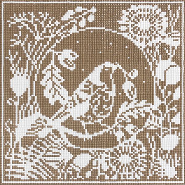 Алмазная (кристальная) мозаика Фрея, Кружевная птица, 24,5х24,5 см