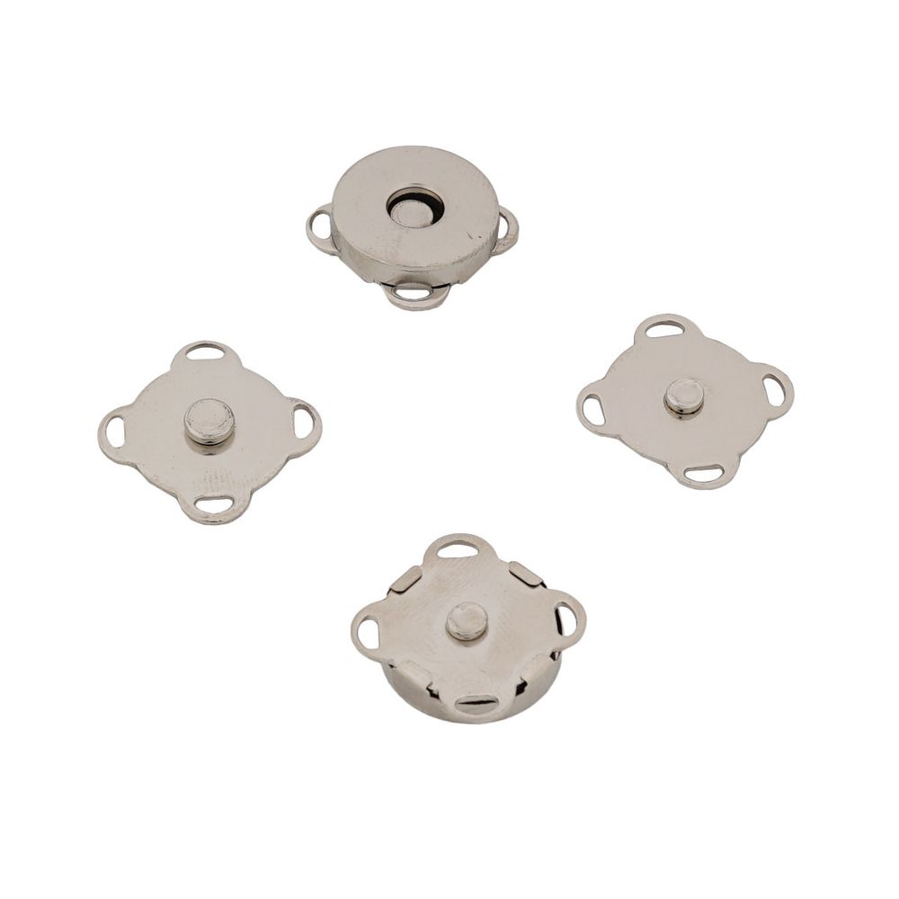 Кнопка магнитная металл пришивная ⌀14.0 мм, никель, 2AS-102, 20 шт