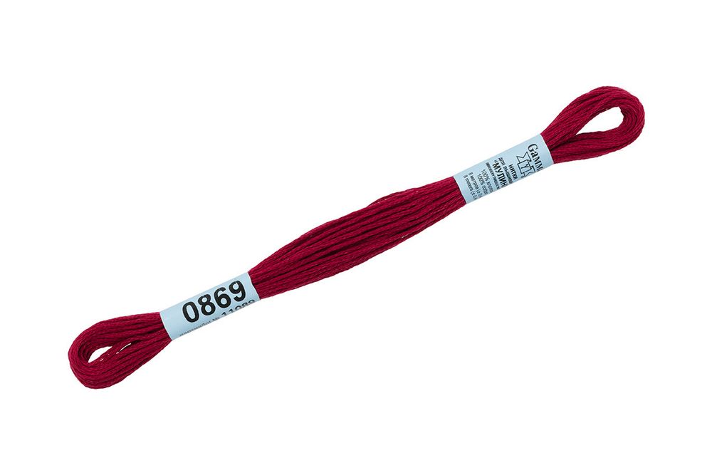 Мулине Gamma 100% хлопок, цв.0869 вишневый, 24 мотка по 8 метров