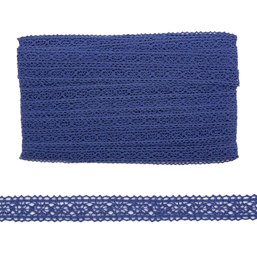 Кружево вязаное (тесьма) 12.0 мм х/б, JD056 т.синий, 20 м