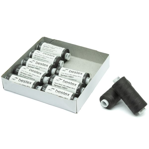 Нитки швейные бытовые Bestex 40/2, 365 м (400 ярд) / 10 кат., 383 коричнево-гранитный
