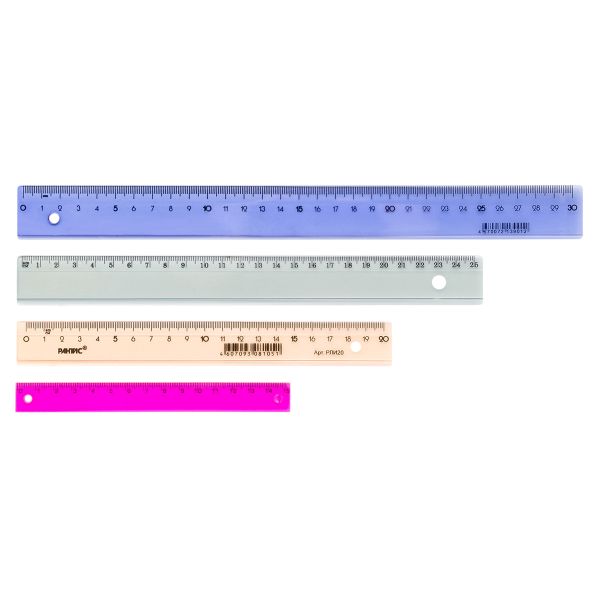 Набор канцелярских линеек, 4 шт, 15, 20, 25 и 30см