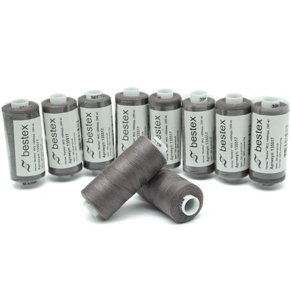 Нитки швейные бытовые Bestex 40/2, 365 м (400 ярд) / 10 кат., 394 пепельно-коричневый