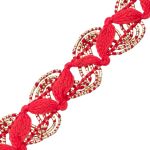 Тесьма отделочная вязаная 15 мм, 10 м, (красный/золото)