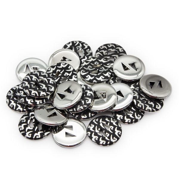 Пуговицы на ножке пальтовые, черный/серебро, 48L (черный), 24 шт