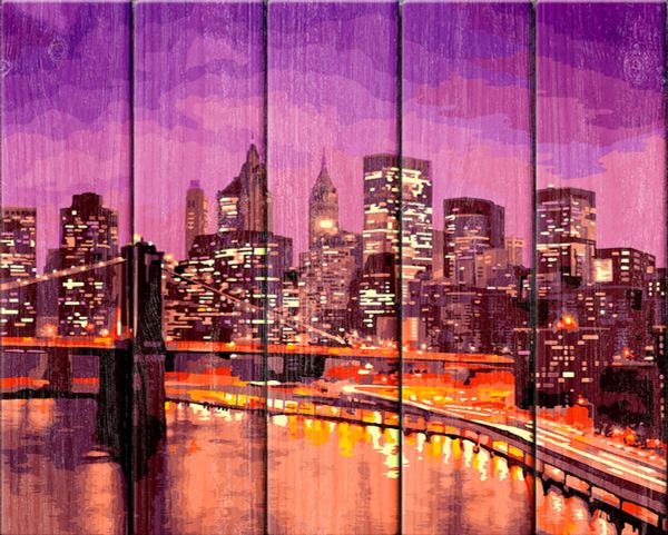 Картина по номерам PKW-1, 47 Нью-Йорк, деревянное панно, 40х50 см