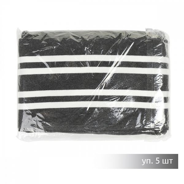 Подвяз (довяз) трикотажный 14.0х100 см, т.серый с белыми полосами, двухслойный, 100% п/э, 5 штук