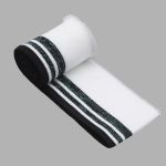 Подвяз (довяз) трикотажный с полосками люрекс 6 см / 1 метр, 1 белый/черный/зеленый, 3AR2872