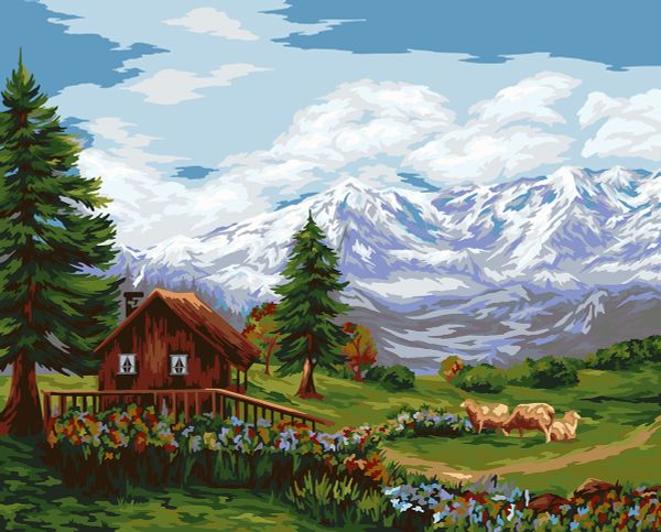 Картина по номерам Фрея, В горной долине, 50х40 см