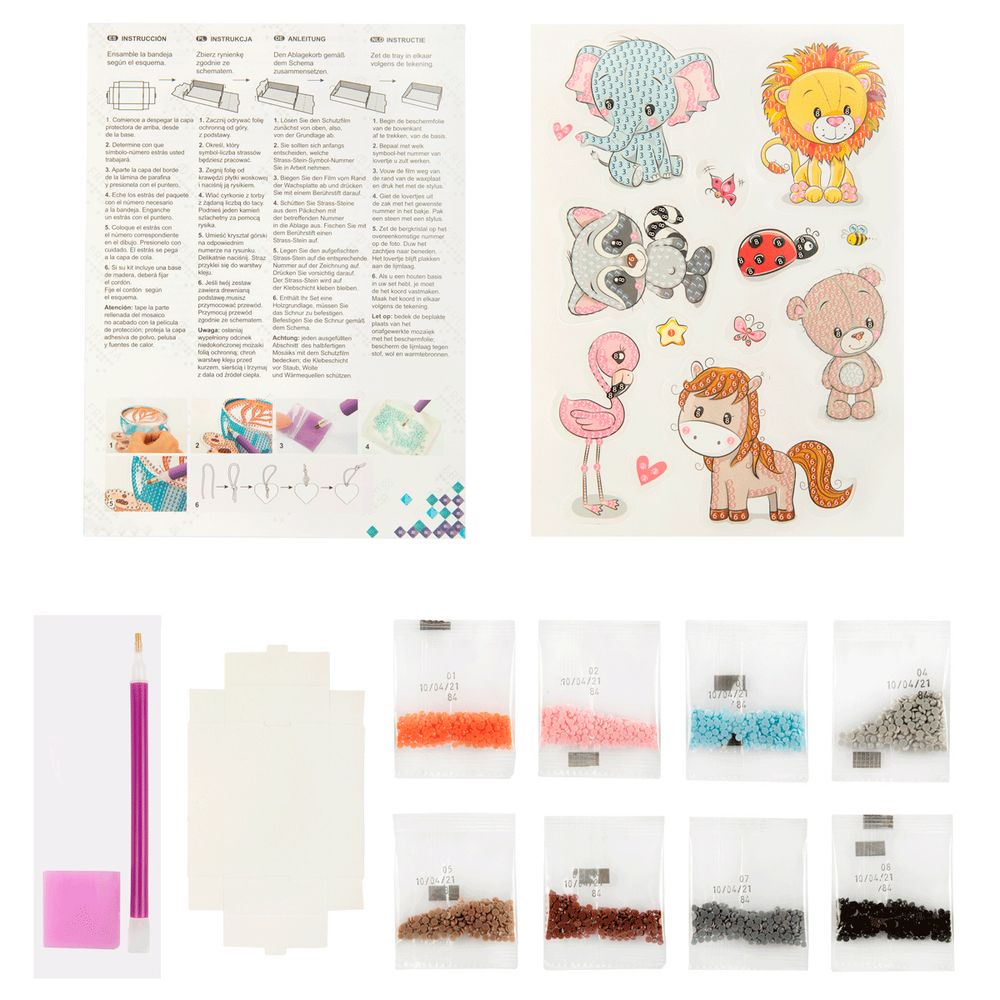 Алмазная (кристальная) мозаика Фрея, Наклейки Веселые Зверята, 14х19,5 см