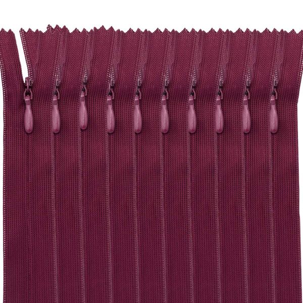 Молния потайная (скрытая) Т3 (3 мм) 1 зам., н/раз., 20 см, бордо, 31210 / 20, 10 шт