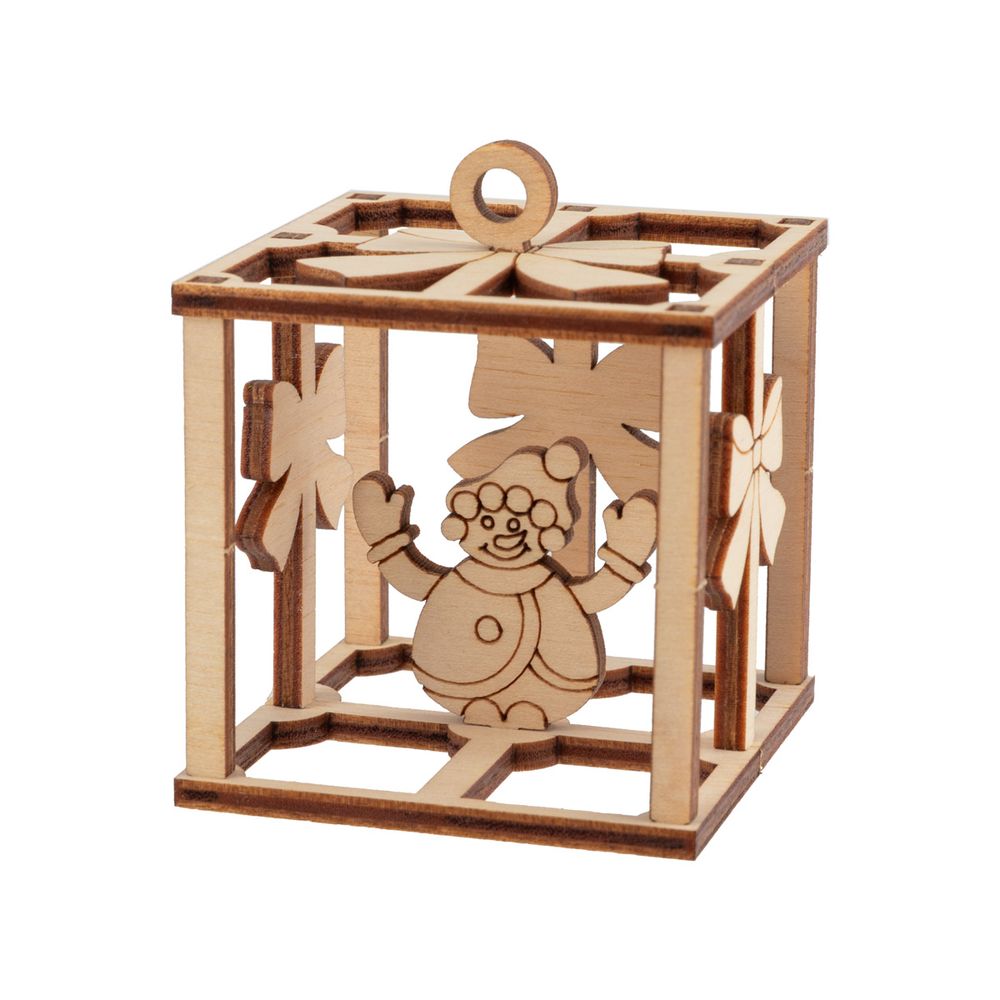Заготовка из фанеры Подвеска объемная Подарок 5х5х5.7 см, Mr.Carving, КЛ-46