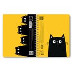Тетрадь-перевертыш ученическая общая, A5 96 л. на гребне 65 г/м², белизна 100 %, 4 шт, клетка, 01215 Чёрный кот, Светоч Т119