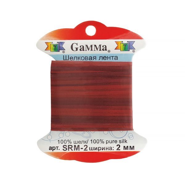 Лента (тесьма) шелковая 2.0 мм / 9.1±0.5 метров, M121 т.красный/бордовый, Gamma SRM-2