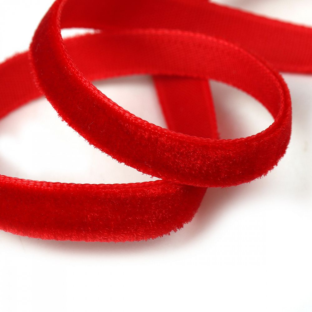 Лента бархатная (тесьма) 06.0 мм / 22.86±1 метров, арт.6VR42 нейлон цв.т.красный