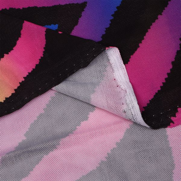 Сетка бельевая эластичная 120 г/м², шир.150 см / 1 метр, T-066, цв.1 цветная полоска /T-066.1.1/