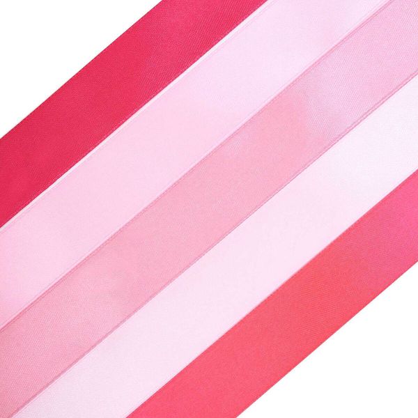 Набор атласных лент 5 цветов по 25.0 мм / 23 метра, розовый микс