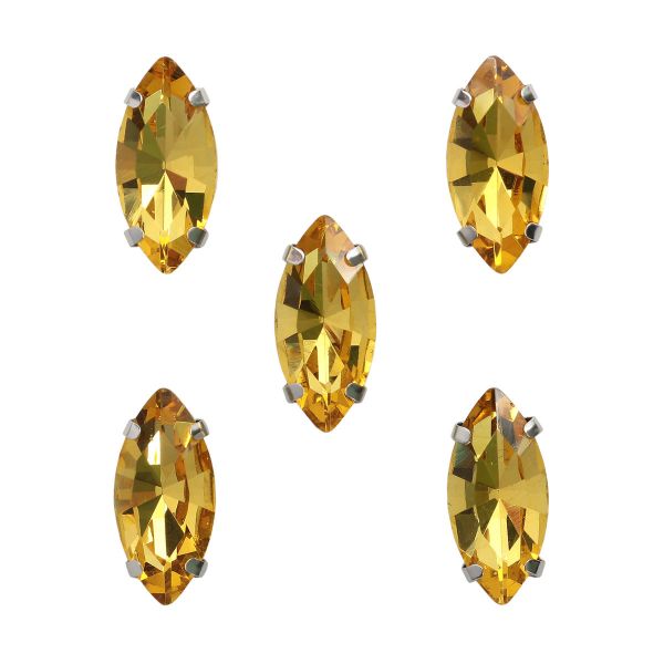 Хрустальные стразы в цапах формы миндаль, желтый 7х15 мм, 5 шт., МЦ004НН715