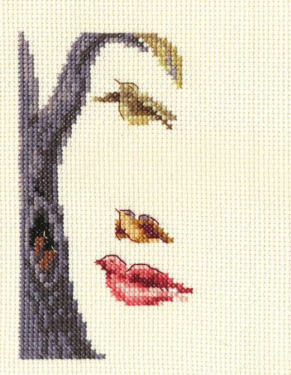 Набор для вышивания нитками Klart, Лицо-Птицы, 8х13 см